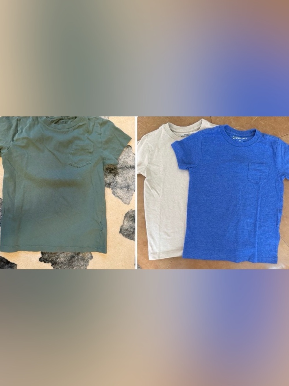 Set of 3 Crew Cuts pocket t-shirts/ blue beige green